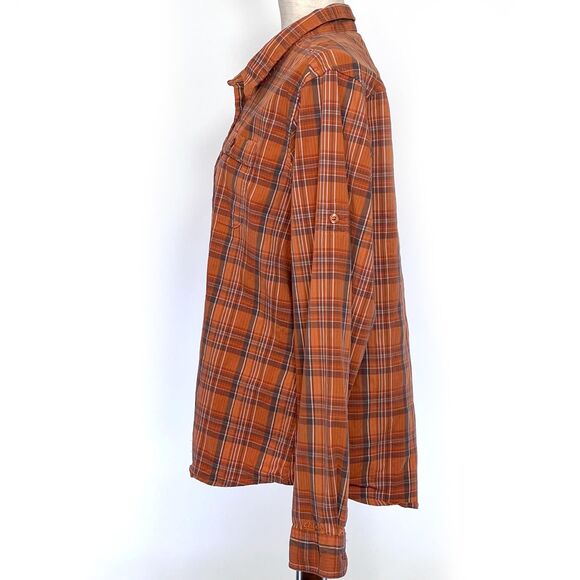 Cabela's 2XL Orange Plaid Button Up Shirt Plus Size - Picture 4 of 8